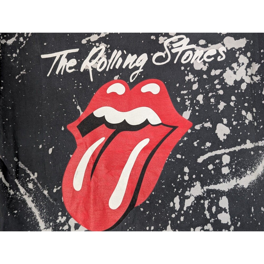 Rolling Stones T Shirt Mens XXL Black Paint Splatter Lips Mick Jagger 70s Rock
